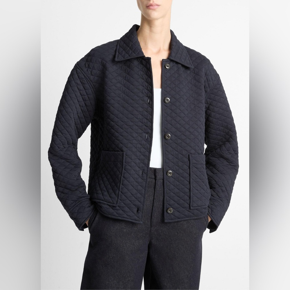 NWT Vince Quilted Cotton-Blend Collared Jacket